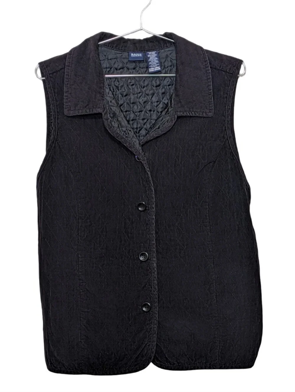 Basic Editions | Sleeveless Black Button-Front Unisex Courdory Vest | Outdoors